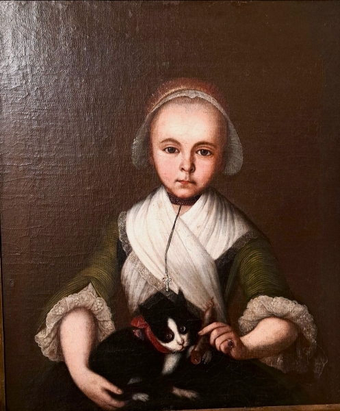 Ölgemälde Mädchen mit Katze